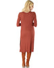 Versatile Long Button-Up Ribbed Marsala Cardigan Dress - Back Image