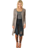 Versatile Long Button-Up Ribbed Taupe Cardigan Dress - Main Image