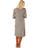 Versatile Long Button-Up Ribbed Taupe Cardigan Dress - Back Image