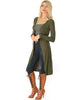 Versatile Long Button-Up Ribbed Olive Cardigan Dress - Side Image