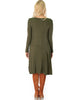 Versatile Long Button-Up Ribbed Olive Cardigan Dress - Back Image