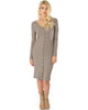 Versatile Long Button-Up Ribbed Taupe Cardigan Dress - Full Image