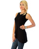 Assymetrical Ribbed Black Tank Top - Side Image