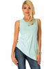 Assymetrical Ribbed Aqua Tank Top - Main Image