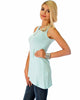 Assymetrical Ribbed Aqua Tank Top - Side Image