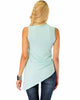 Assymetrical Ribbed Aqua Tank Top - Back Image