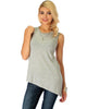 Assymetrical Ribbed Grey Tank Top - Main Image