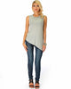 Assymetrical Ribbed Grey Tank Top - Full Image