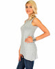 Assymetrical Ribbed Grey Tank Top - Side Image