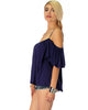 Sweet Escape Navy Open Shoulder Top - Side Image