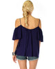 Sweet Escape Navy Open Shoulder Top - Back Image