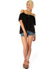 Sweet Escape Black Open Shoulder Top - Full Image