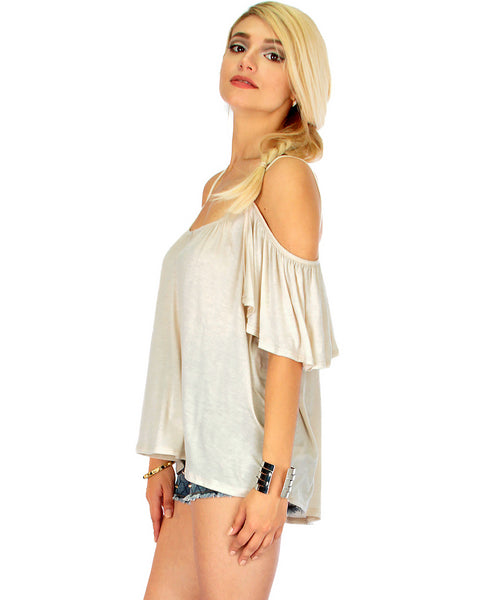 Sweet Escape Ivory Open Shoulder Top