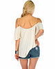 Sweet Escape Ivory Open Shoulder Top - Back Image