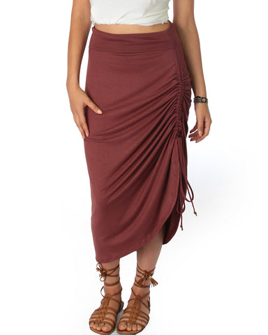 Tie That Knot Fold Over Marsala Maxi Skirt