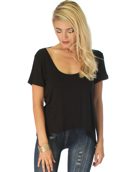 Open Back Black Tunic Top