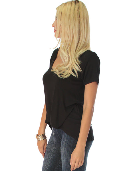 Open Back Black Tunic Top