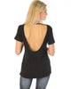 Open Back Black Tunic Top - Back Image