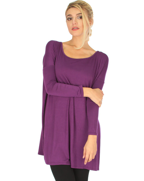 Better Together Over-Sized Long Sleeve Purple Tunic Top