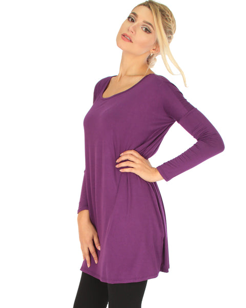 Better Together Over-Sized Long Sleeve Purple Tunic Top