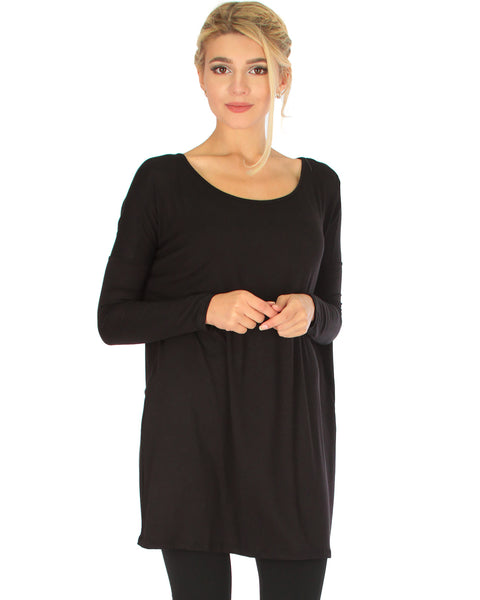 Better Together Over-Sized Long Sleeve Black Tunic Top