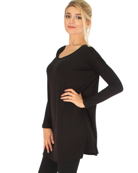 Better Together Over-Sized Long Sleeve Black Tunic Top