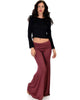 Fold-Over Palazzo Marsala Flare Pants - Full Image