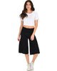 On The Lounge Fold Over Gaucho Black Capri Pants - Full Image