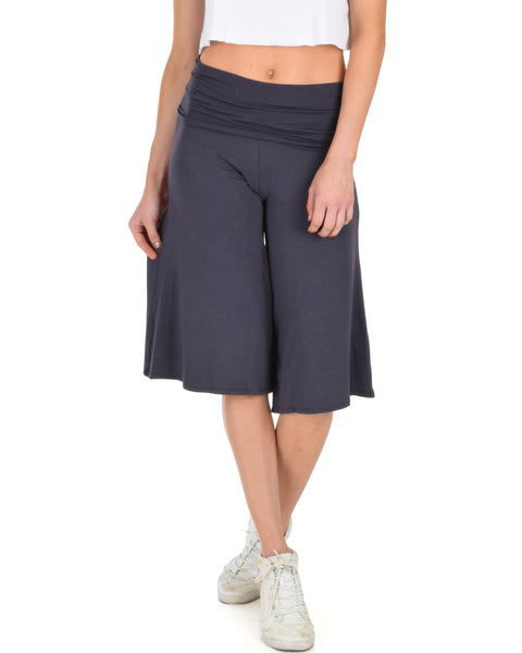 On The Lounge Fold Over Gaucho Charcoal Capri Pants