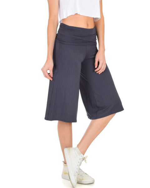 On The Lounge Fold Over Gaucho Charcoal Capri Pants