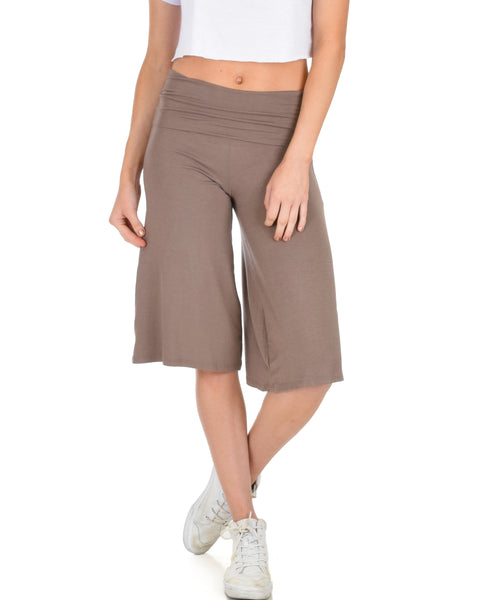 On The Lounge Fold Over Gaucho Taupe Capri Pants