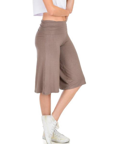 On The Lounge Fold Over Gaucho Taupe Capri Pants