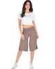 On The Lounge Fold Over Gaucho Taupe Capri Pants - Full Image