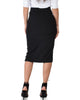 High Waist Black Pencil Skirt With Pockets - Back Image