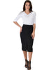 High Waist Black Pencil Skirt With Pockets - Full Image