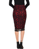 Live For The Night Burgundy Lace Pencil Skirt - Back Image