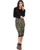 Live For The Night Taupe Lace Pencil Skirt - Full Image