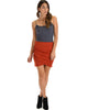 Pencil It In Ruched Rust Pencil Skirt - Full Image