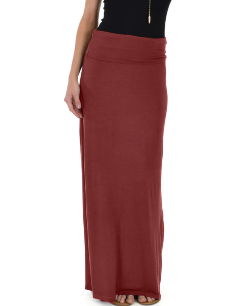 Casablanca Fold Over Marsala Maxi Skirt