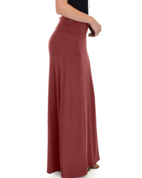 Casablanca Fold Over Marsala Maxi Skirt