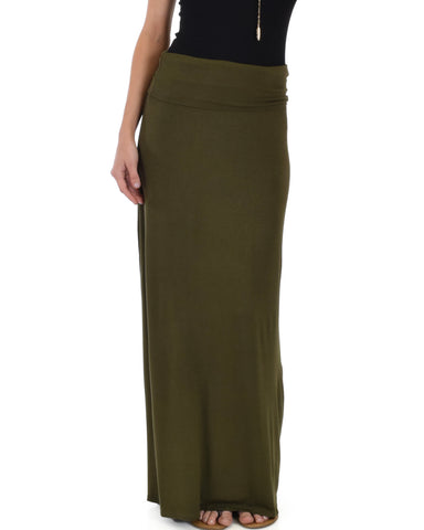 Casablanca Fold Over Olive Maxi Skirt