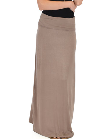 Casablanca Fold Over Taupe Maxi Skirt