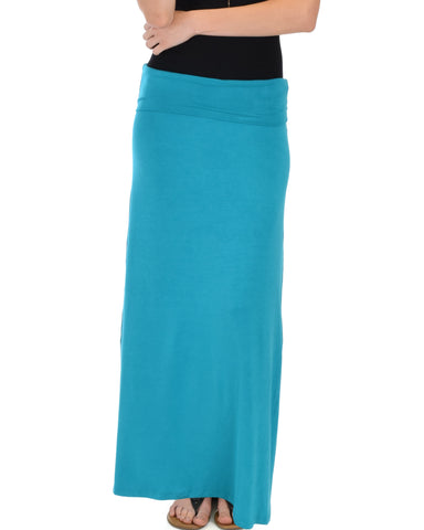 Casablanca Fold Over Teal Maxi Skirt