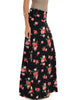 Casablanca Fold Over Black Floral Maxi Skirt - Side Image