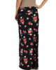 Casablanca Fold Over Black Floral Maxi Skirt - Back Image