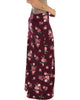 Casablanca Fold Over Burgundy Floral Maxi Skirt - Side Image