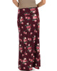 Casablanca Fold Over Burgundy Floral Maxi Skirt - Back Image