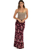 Casablanca Fold Over Burgundy Floral Maxi Skirt - Full Image