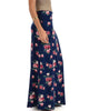 Casablanca Fold Over Navy Floral Maxi Skirt - Side Image