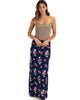 Casablanca Fold Over Navy Floral Maxi Skirt - Full Image